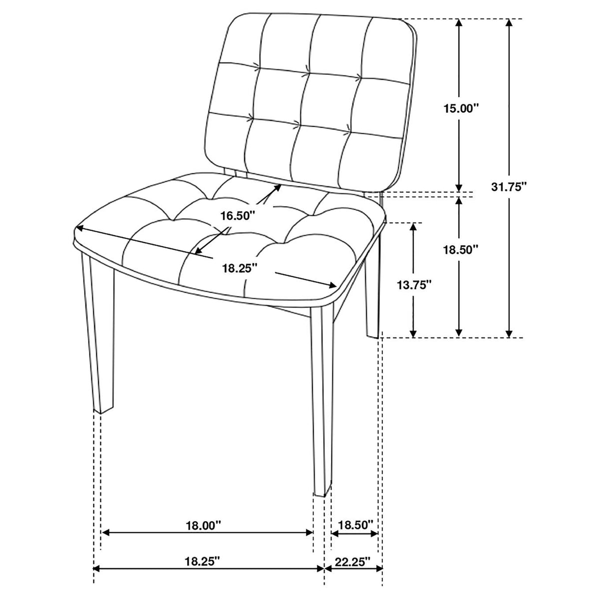 106596 Redbridge Upholstered Dining Side Chair Walnut (Set of 2)