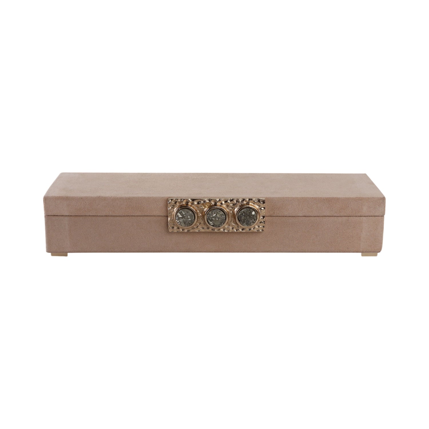 Felix Suede Pyrite Gemstone Hardware Box - Ivory