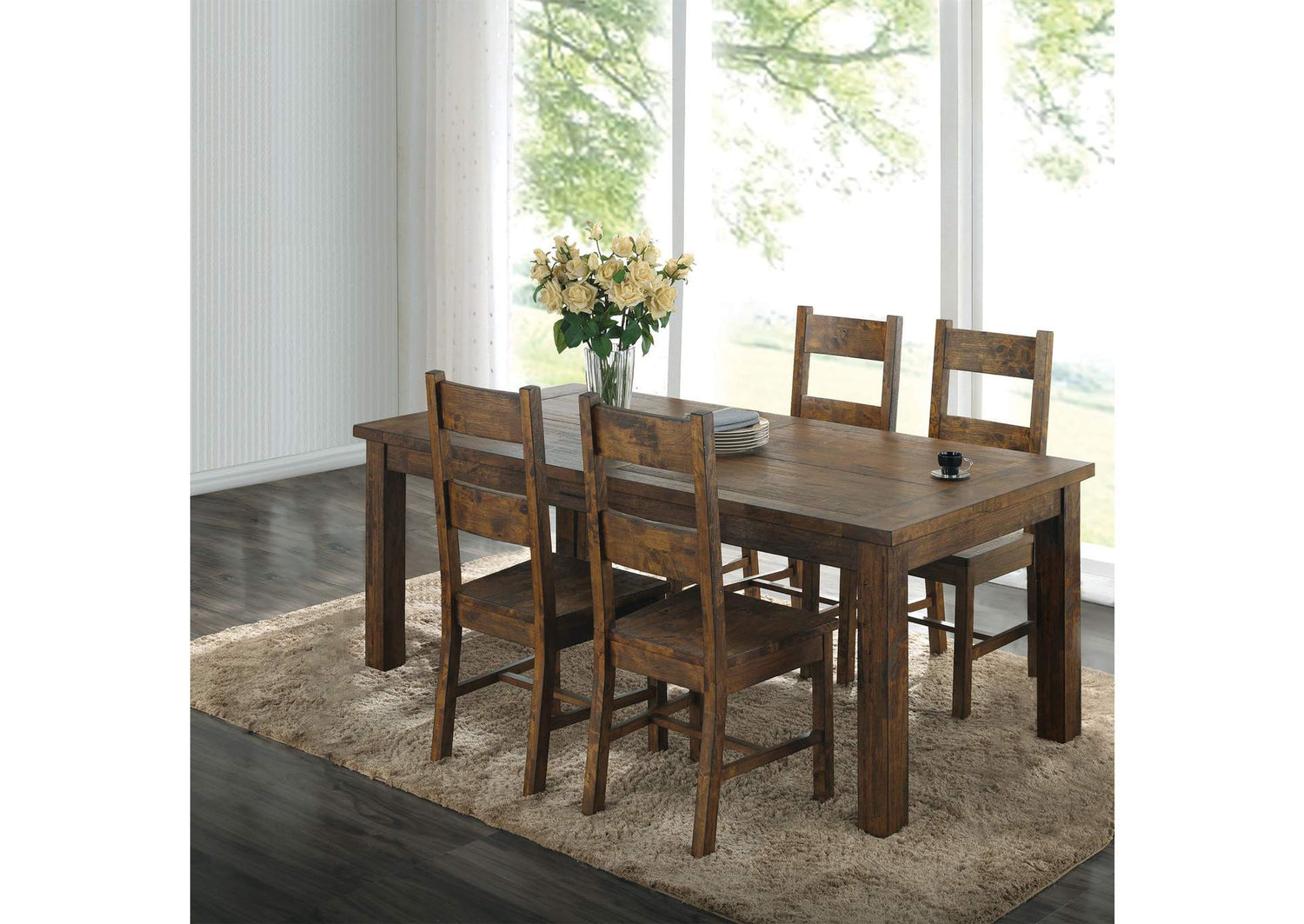 Coleman 5-piece Rectangular Dining Set Rustic Golden Brown