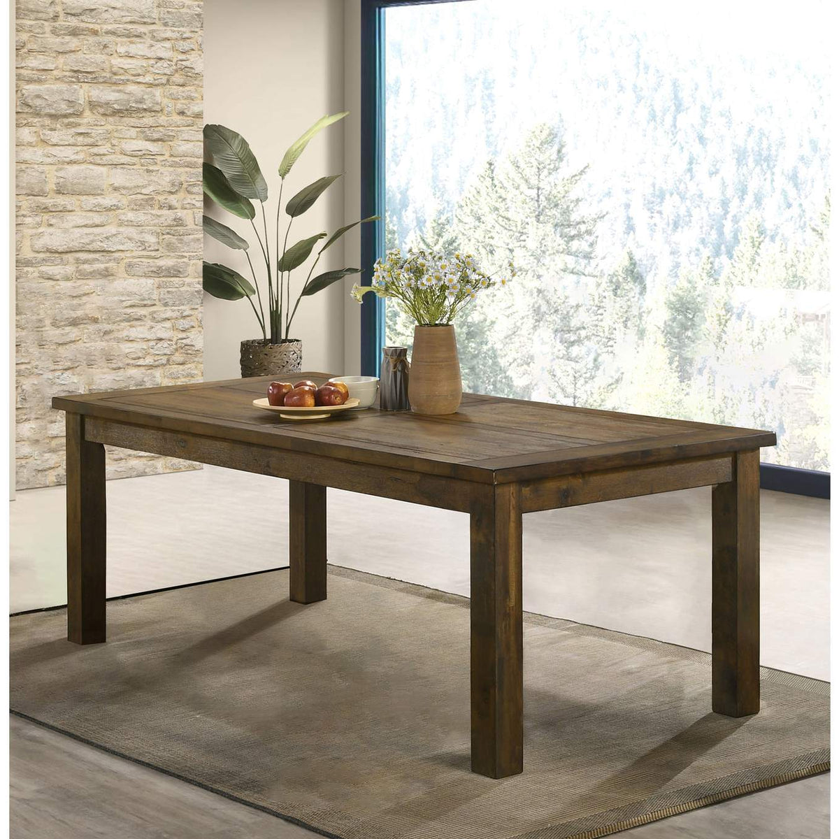 107041 Coleman Rectangular 79-inch Dining Table Rustic Golden Brown