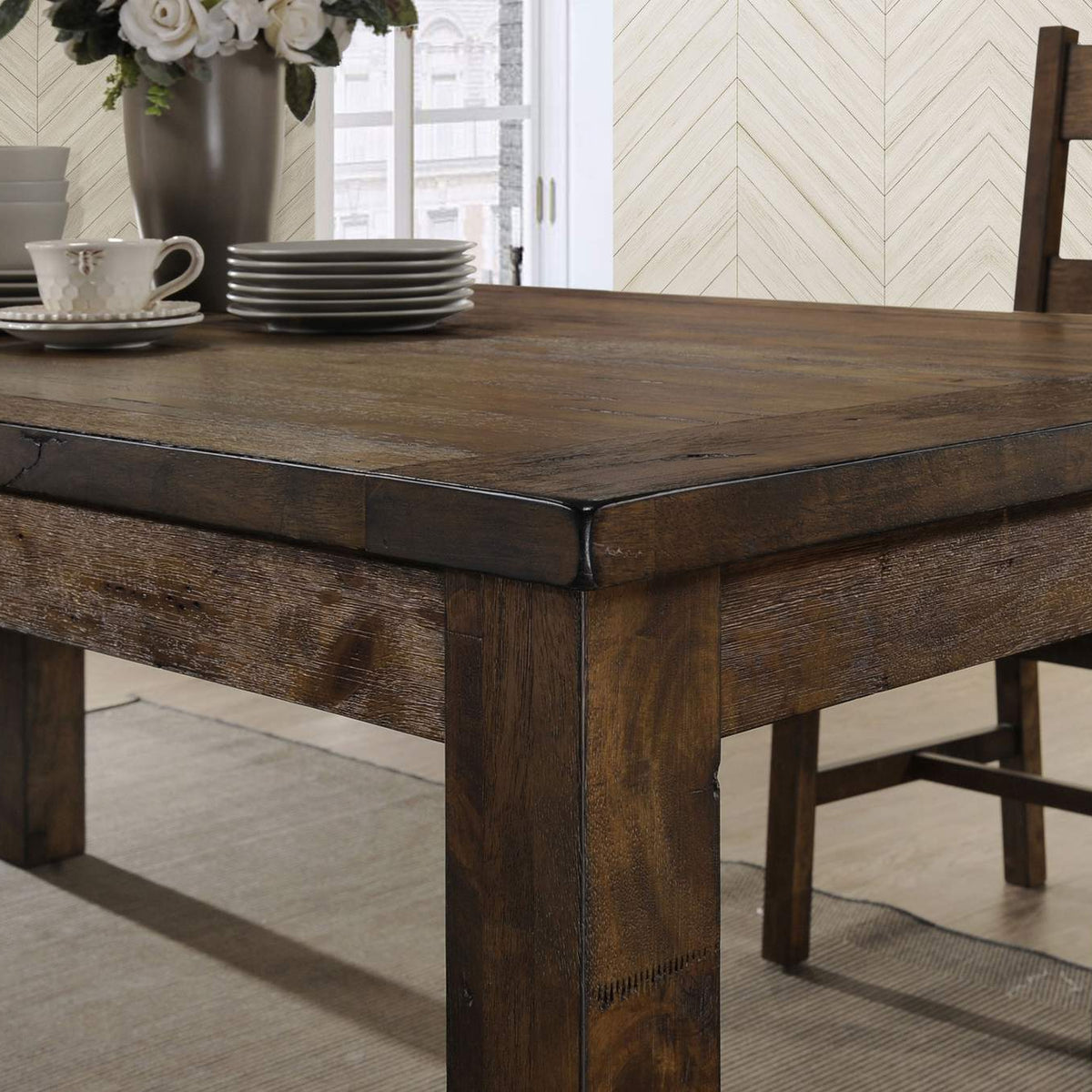 107041 Coleman Rectangular 79-inch Dining Table Rustic Golden Brown