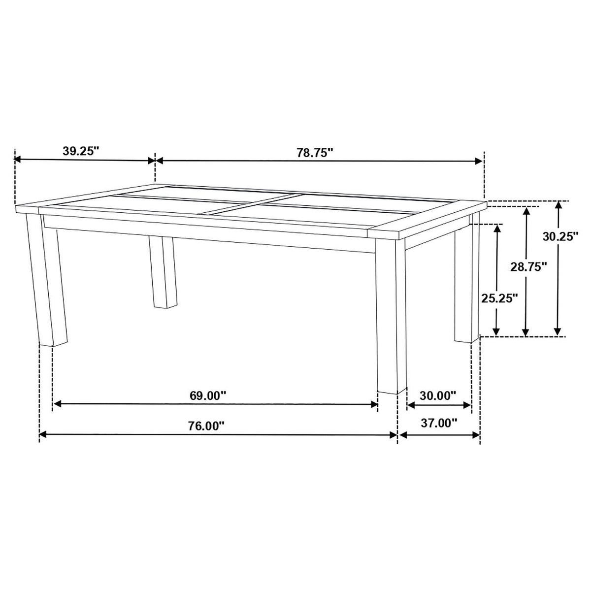 107041 Coleman Rectangular 79-inch Dining Table Rustic Golden Brown
