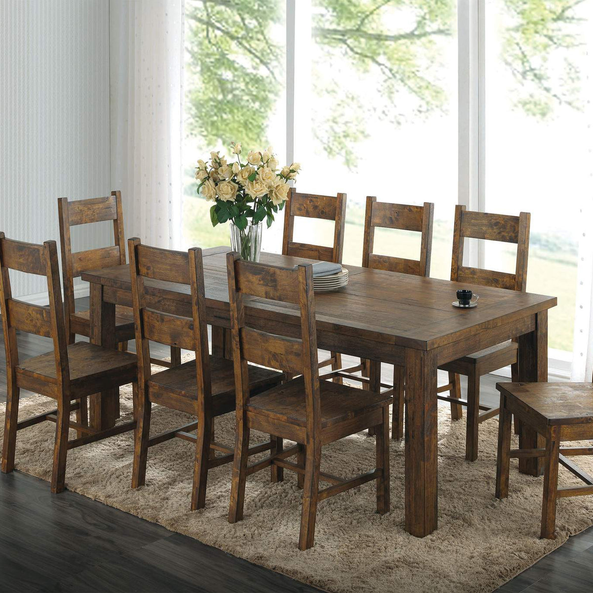 107042 Coleman Dining Side Chair Rustic Golden Brown (Set of 2)
