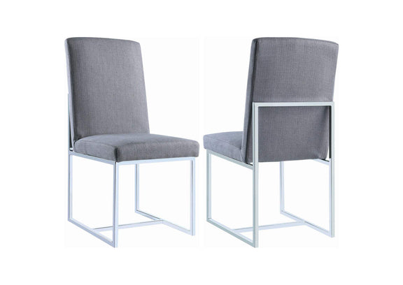 107143 Mackinnon Upholstered Dining Side Chair Grey (Set of 2)