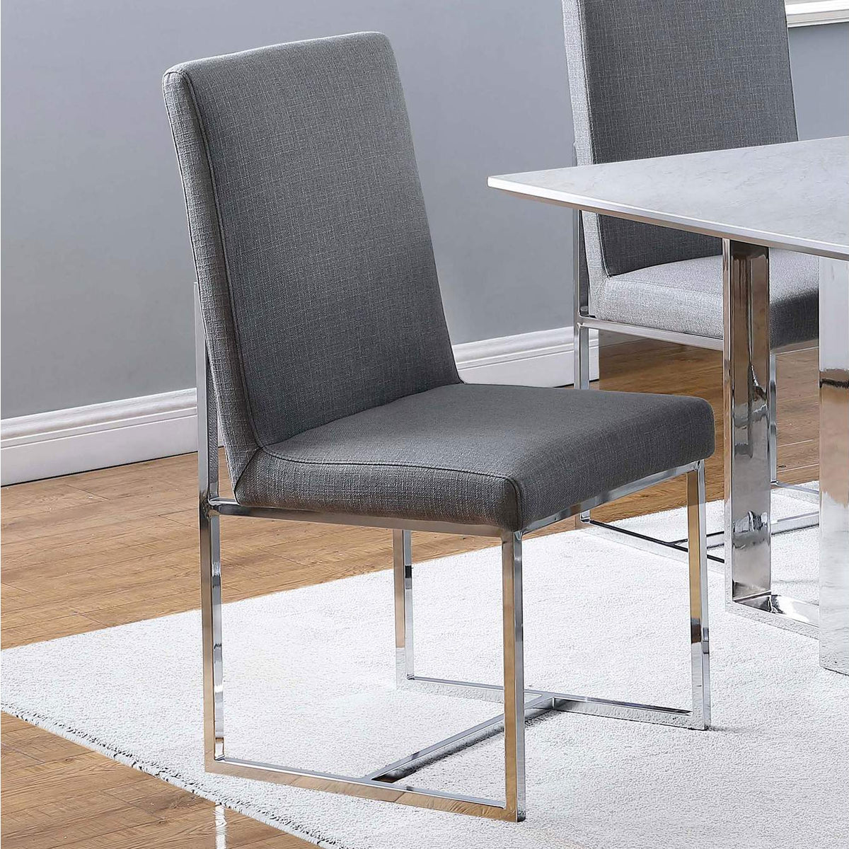 107143 Mackinnon Upholstered Dining Side Chair Grey (Set of 2)