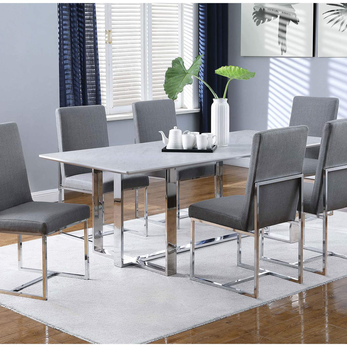107143 Mackinnon Upholstered Dining Side Chair Grey (Set of 2)