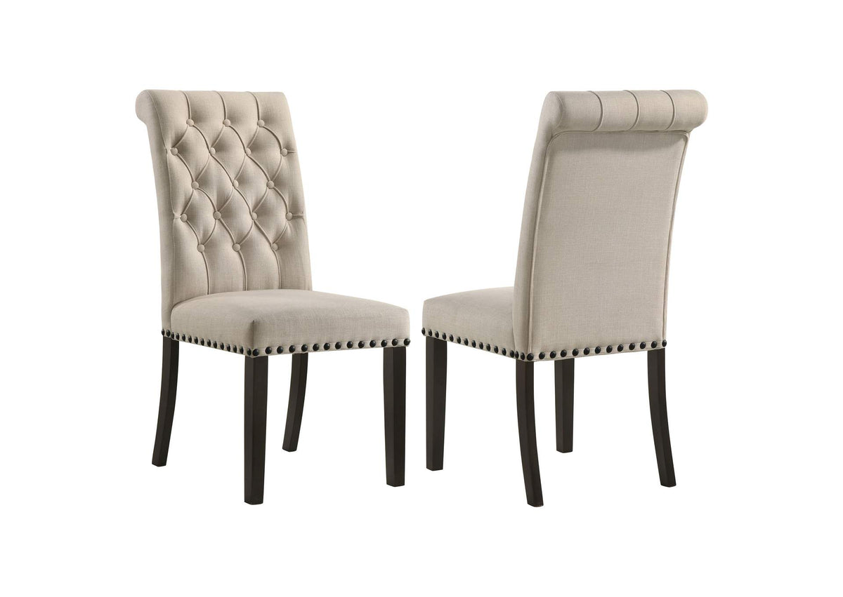 107286 Alana Upholstered Dining Side Chair Beige Smokey Black (Set of 2)