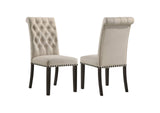 107286 Alana Upholstered Dining Side Chair Beige Smokey Black (Set of 2)