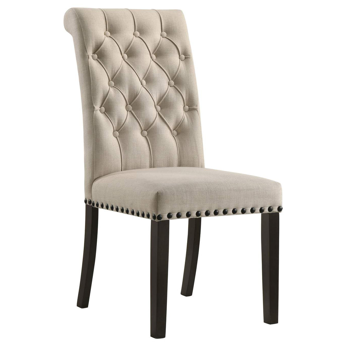 107286 Alana Upholstered Dining Side Chair Beige Smokey Black (Set of 2)