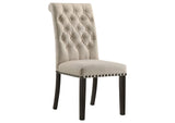 107286 Alana Upholstered Dining Side Chair Beige Smokey Black (Set of 2)