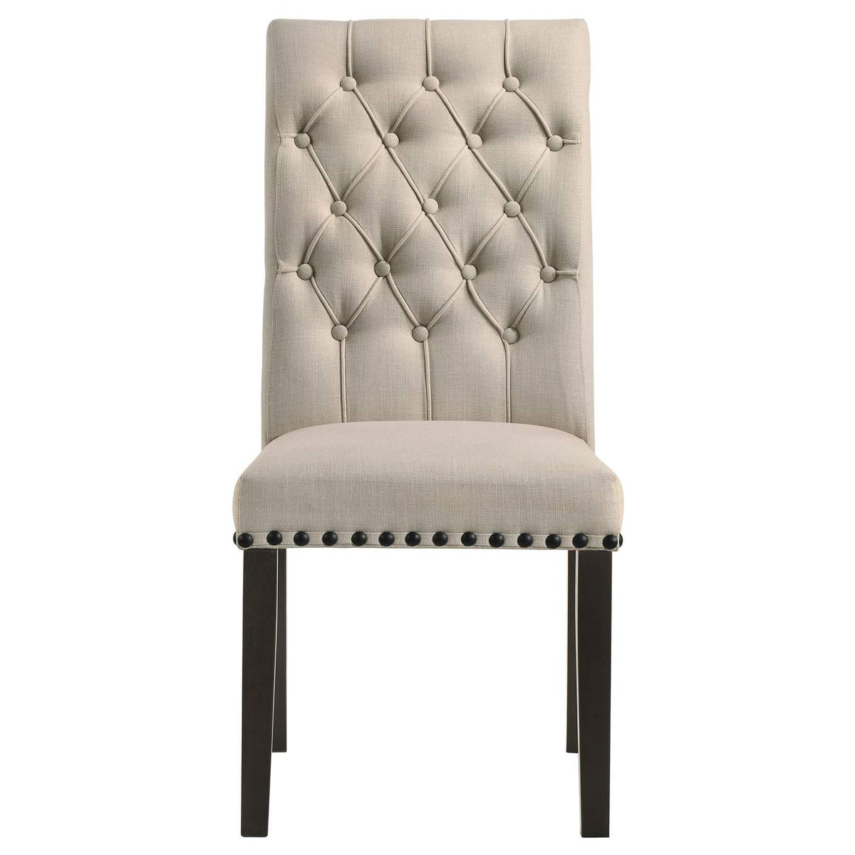 107286 Alana Upholstered Dining Side Chair Beige Smokey Black (Set of 2)