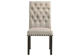 107286 Alana Upholstered Dining Side Chair Beige Smokey Black (Set of 2)