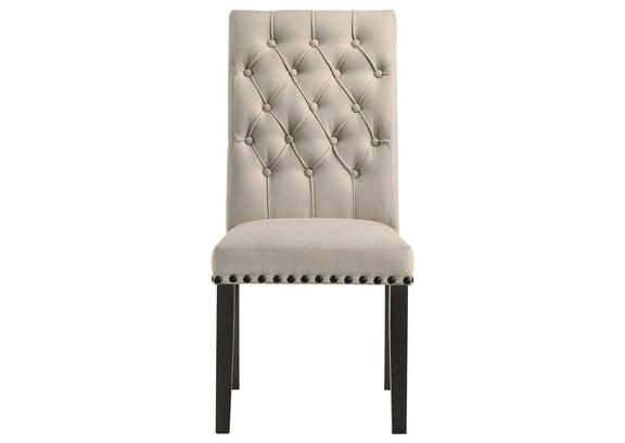 107286 Alana Upholstered Dining Side Chair Beige Smokey Black (Set of 2)