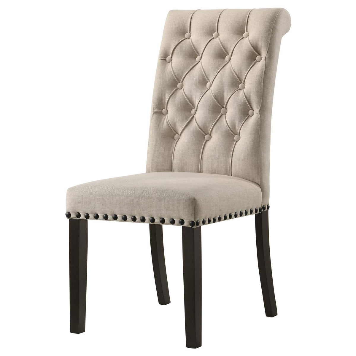 107286 Alana Upholstered Dining Side Chair Beige Smokey Black (Set of 2)