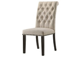 107286 Alana Upholstered Dining Side Chair Beige Smokey Black (Set of 2)