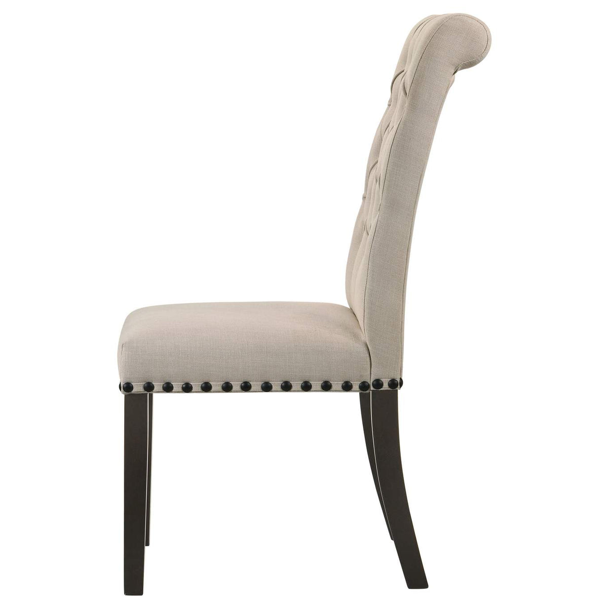 107286 Alana Upholstered Dining Side Chair Beige Smokey Black (Set of 2)