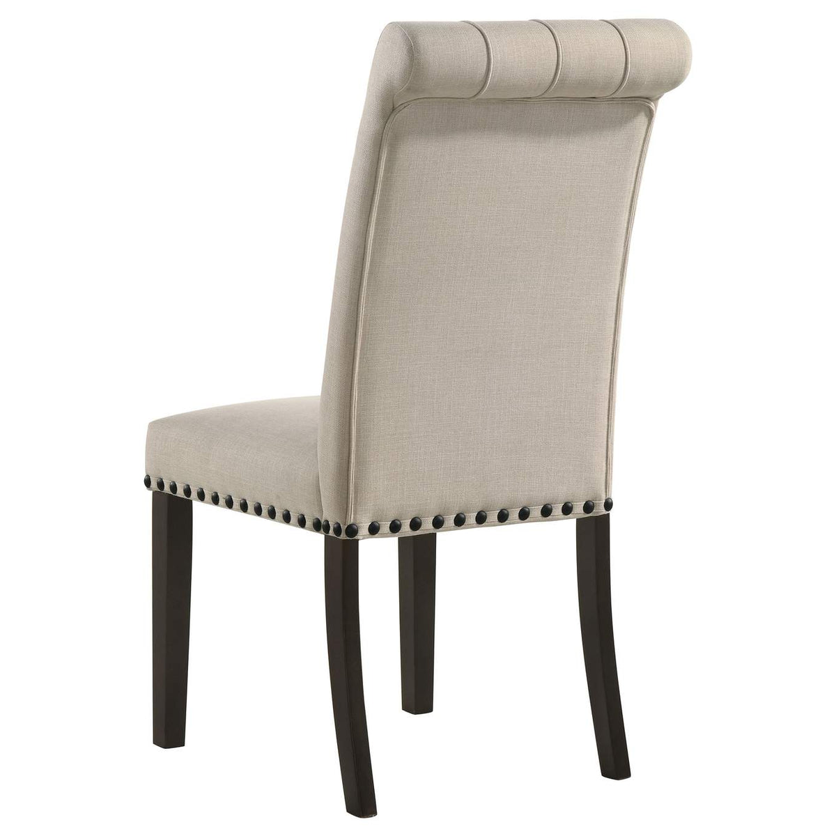 107286 Alana Upholstered Dining Side Chair Beige Smokey Black (Set of 2)