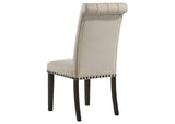 107286 Alana Upholstered Dining Side Chair Beige Smokey Black (Set of 2)