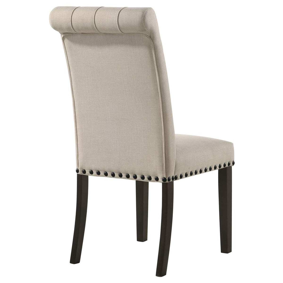 107286 Alana Upholstered Dining Side Chair Beige Smokey Black (Set of 2)