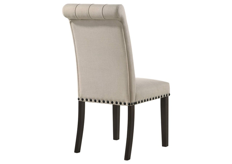 107286 Alana Upholstered Dining Side Chair Beige Smokey Black (Set of 2)