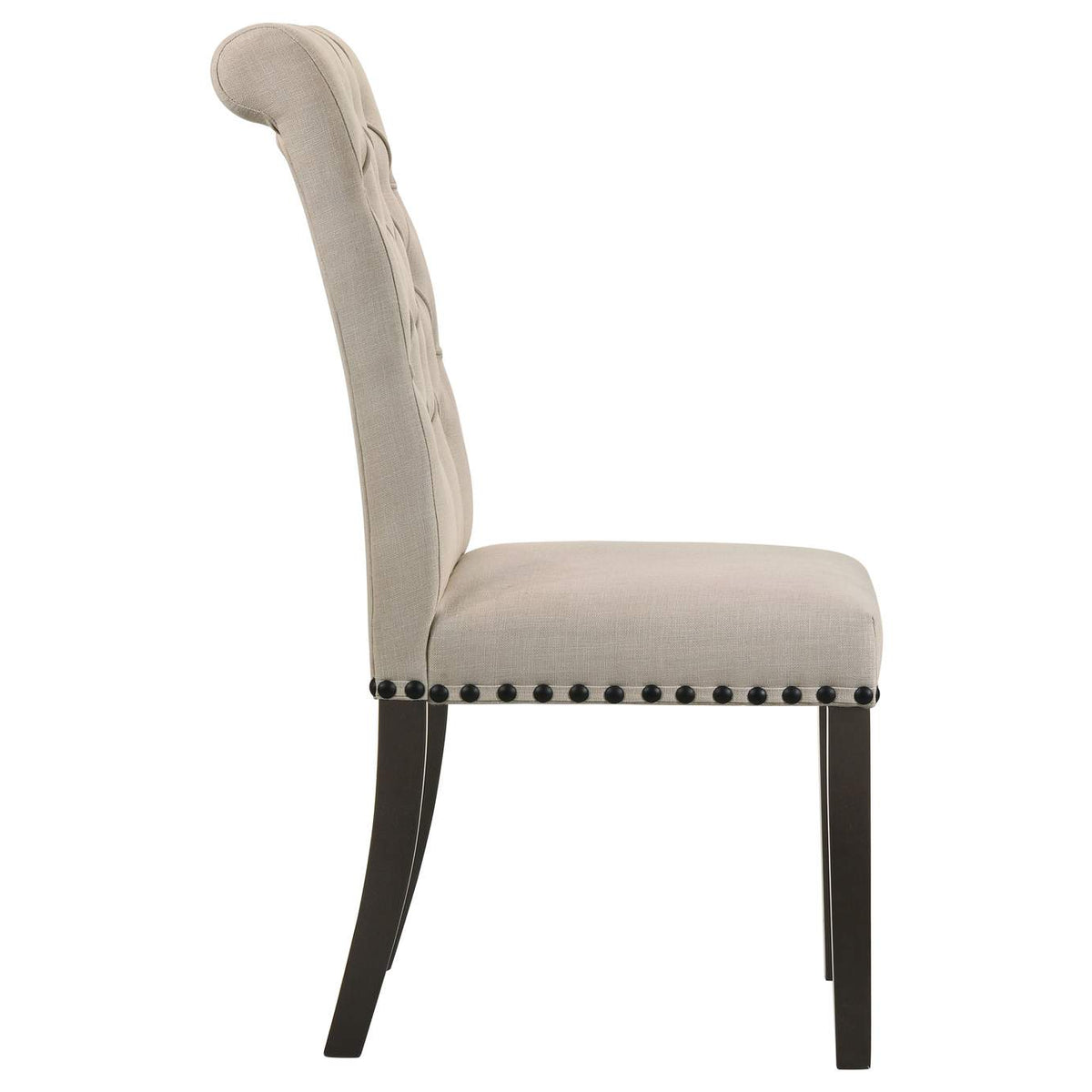 107286 Alana Upholstered Dining Side Chair Beige Smokey Black (Set of 2)