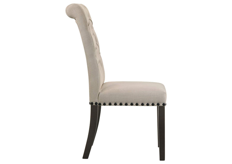 107286 Alana Upholstered Dining Side Chair Beige Smokey Black (Set of 2)