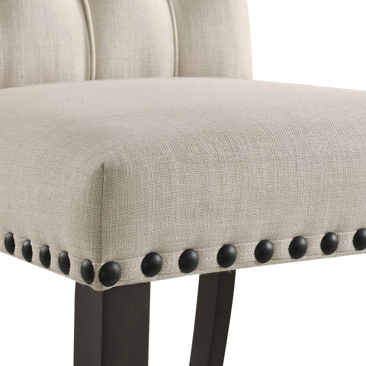 107286 Alana Upholstered Dining Side Chair Beige Smokey Black (Set of 2)