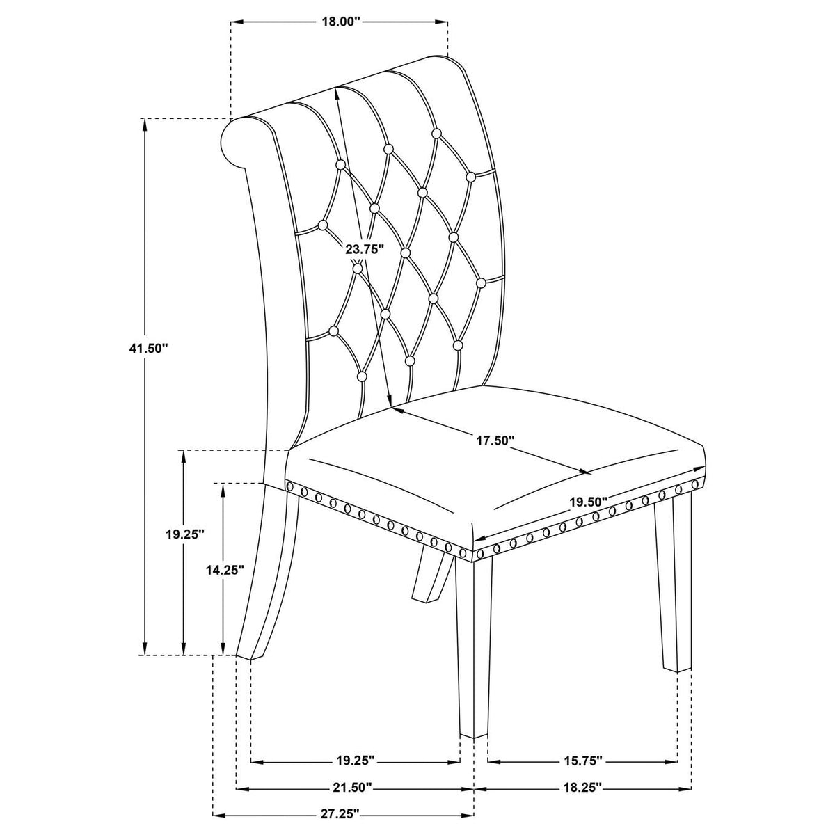 107286 Alana Upholstered Dining Side Chair Beige Smokey Black (Set of 2)