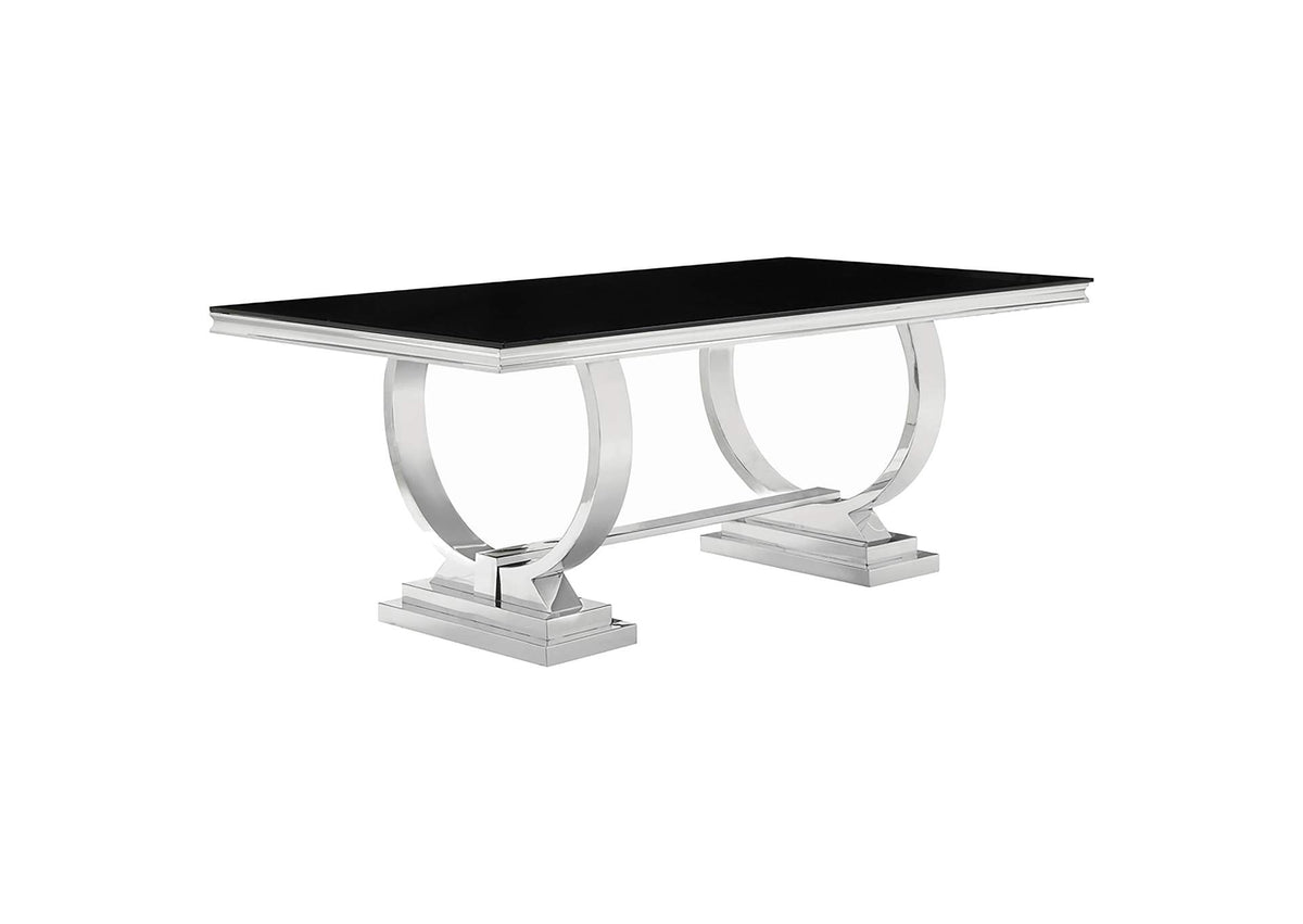 Antoine Rectangular 95-inch Glass Top Dining Table Black
