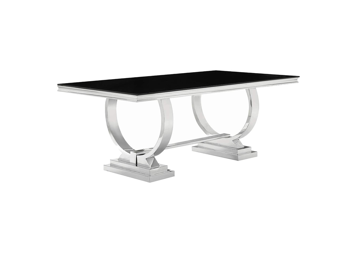 Antoine Rectangular 95-inch Glass Top Dining Table Black