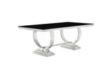 Antoine Rectangular 95-inch Glass Top Dining Table Black