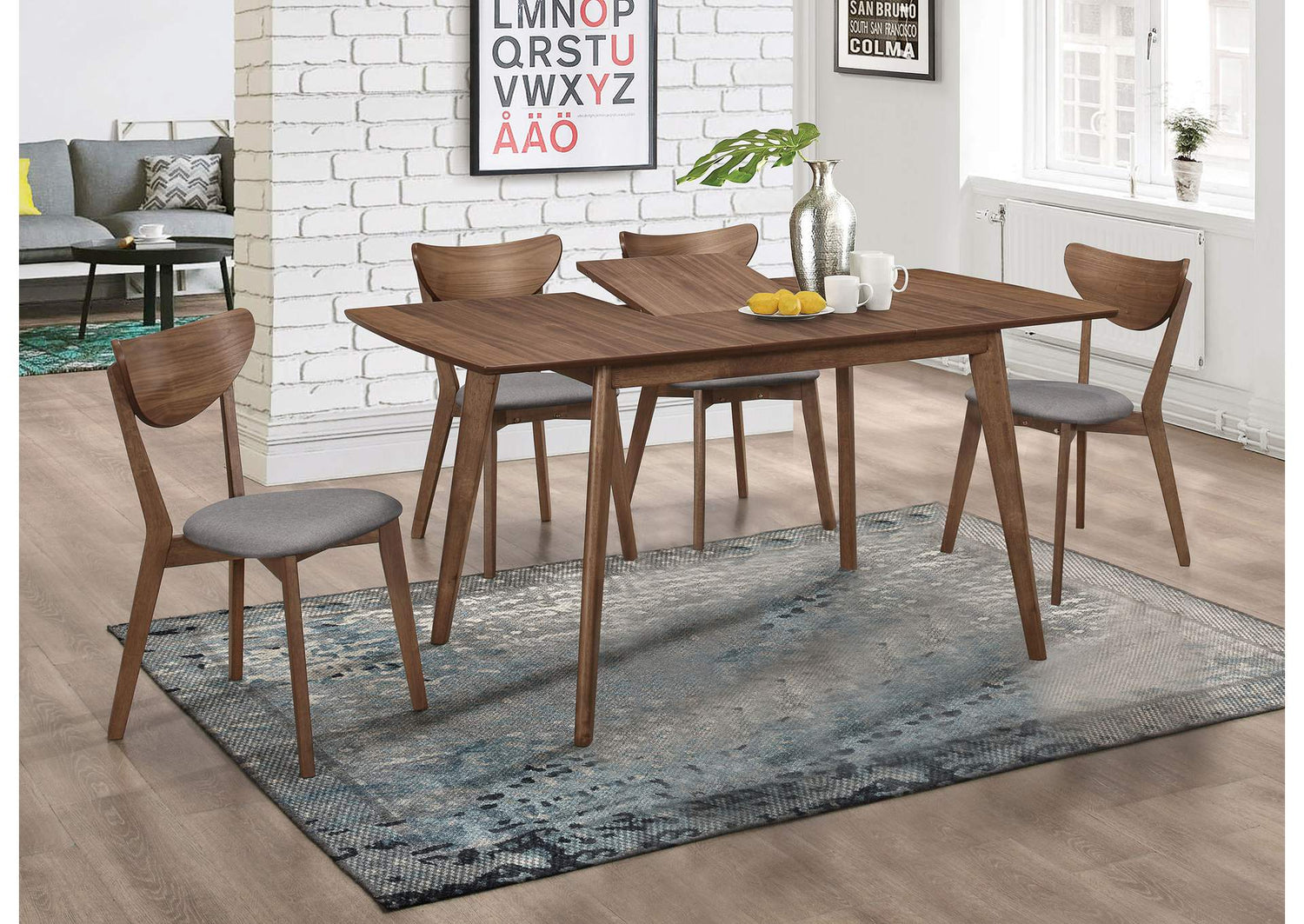 Alfredo 5-piece Butterfly Leaf Dining Set Natural Walnut