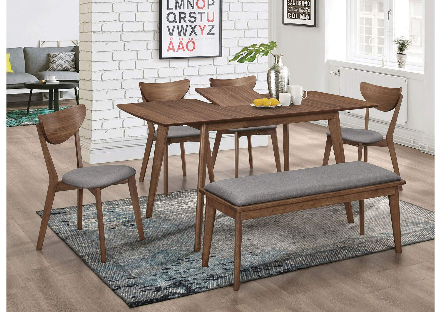 Alfredo 6-piece Butterfly Leaf Dining Set Natural Walnut
