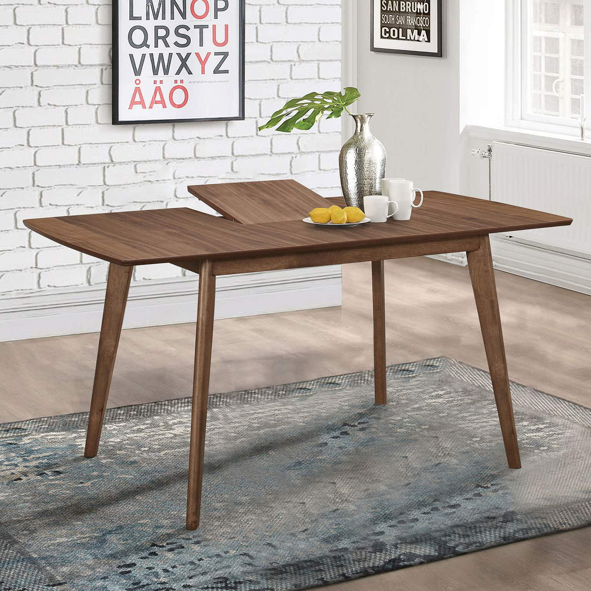 108080 Alfredo 63-inch Extension Leaf Dining Table Natural Walnut