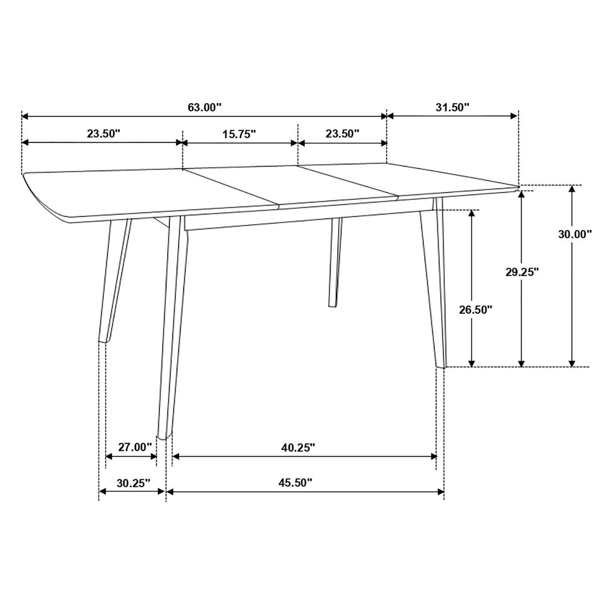 108080 Alfredo 63-inch Extension Leaf Dining Table Natural Walnut