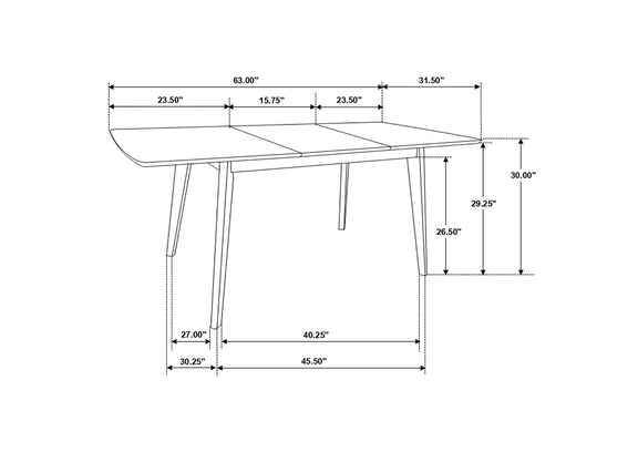108080 Alfredo 63-inch Extension Leaf Dining Table Natural Walnut