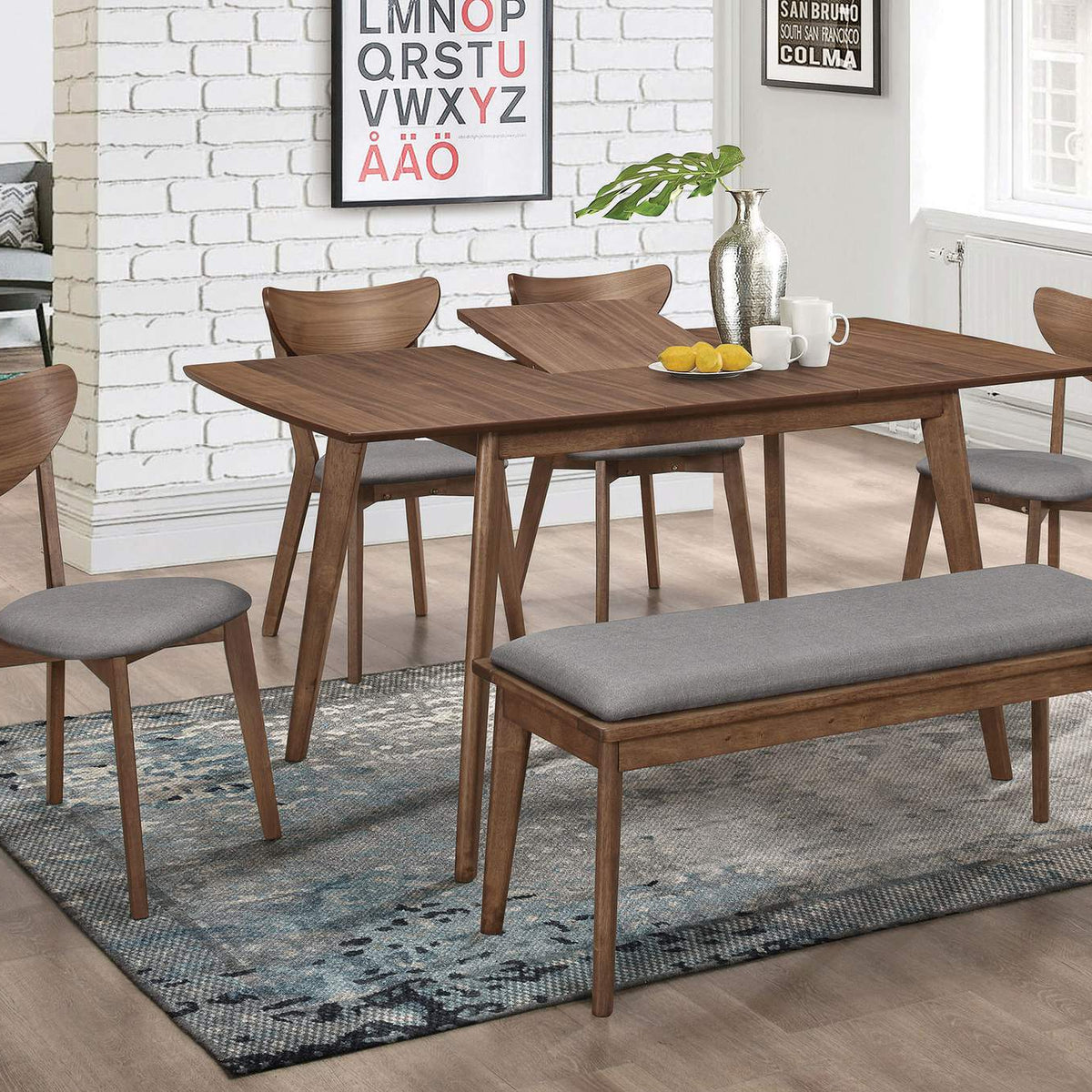 108080 Alfredo 63-inch Extension Leaf Dining Table Natural Walnut