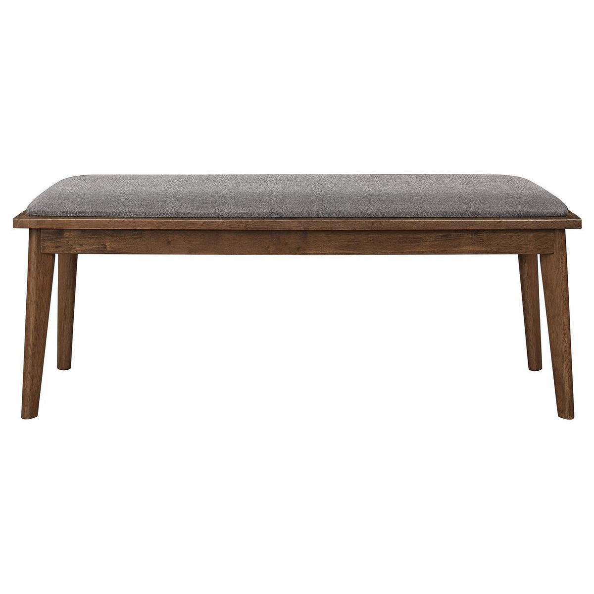 108083 Alfredo Upholstered Dining Bench Grey and Natural Walnut