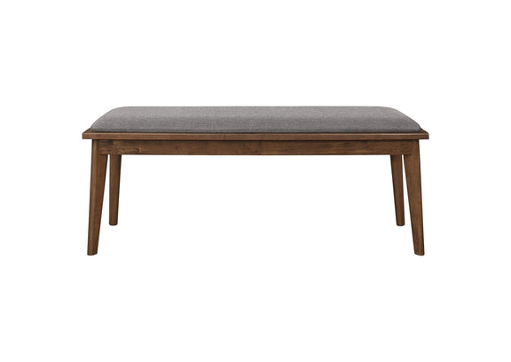 108083 Alfredo Upholstered Dining Bench Grey and Natural Walnut