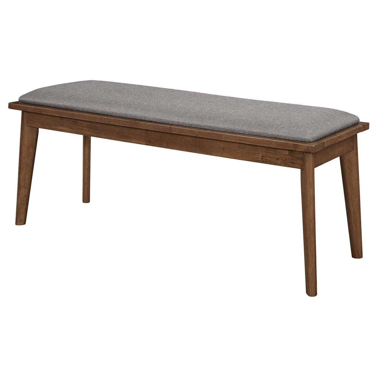 108083 Alfredo Upholstered Dining Bench Grey and Natural Walnut