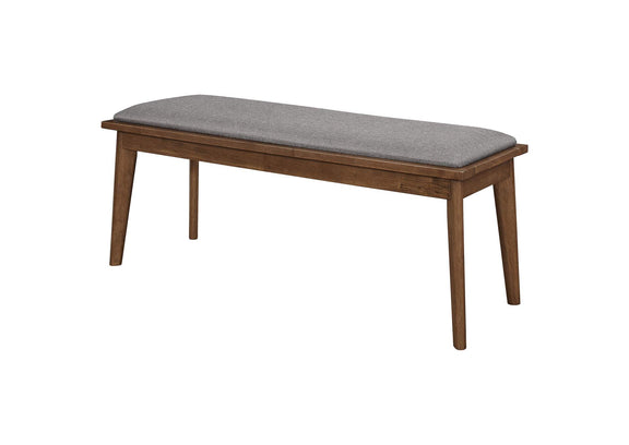 108083 Alfredo Upholstered Dining Bench Grey and Natural Walnut