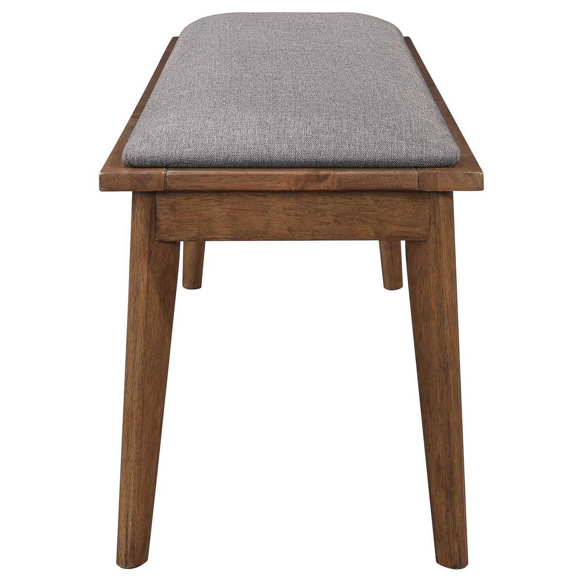 108083 Alfredo Upholstered Dining Bench Grey and Natural Walnut
