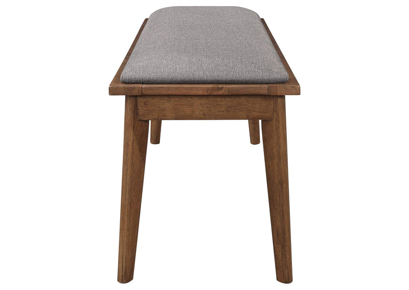 108083 Alfredo Upholstered Dining Bench Grey and Natural Walnut