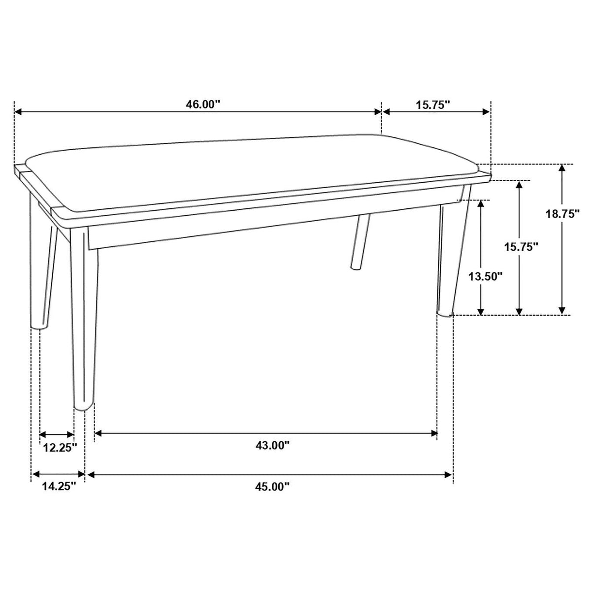 108083 Alfredo Upholstered Dining Bench Grey and Natural Walnut