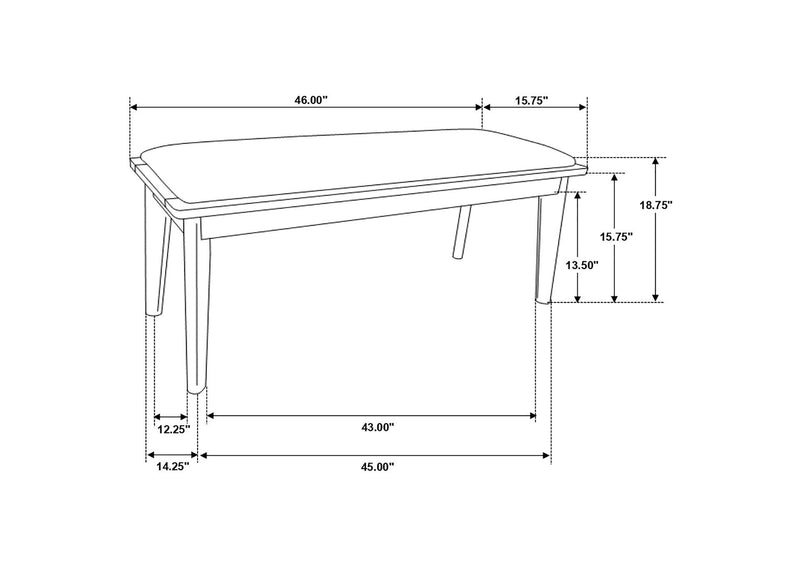 108083 Alfredo Upholstered Dining Bench Grey and Natural Walnut