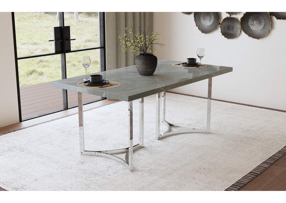 108121 Sterling 72-inch Rectangular Dining Table Grey Faux Marble