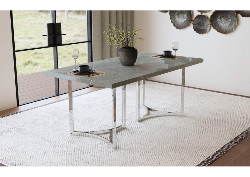 108121 Sterling 72-inch Rectangular Dining Table Grey Faux Marble