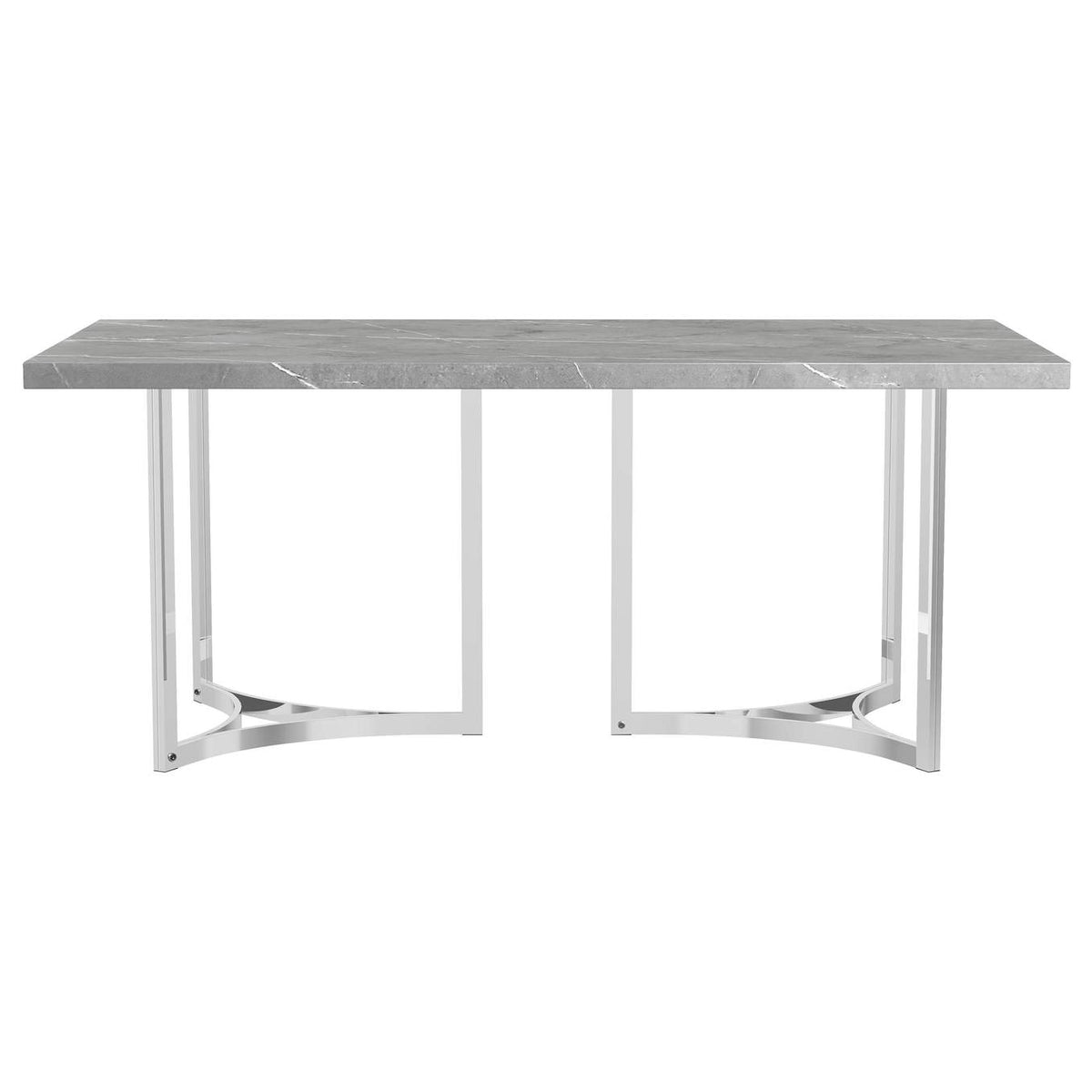 108121 Sterling 72-inch Rectangular Dining Table Grey Faux Marble