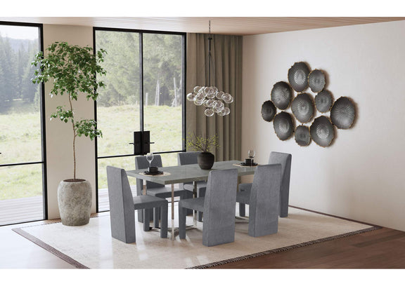 108121 Sterling 72-inch Rectangular Dining Table Grey Faux Marble