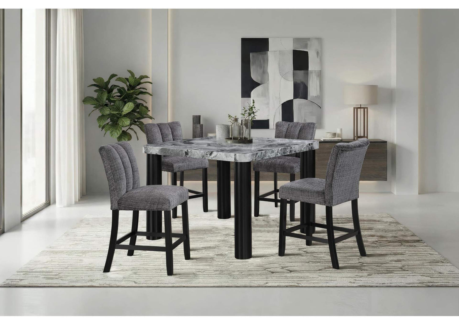 D5473BT+D06BS-GRY_7_PC D5473 BAR TABLE AND 6 D06 BAR STOOLS